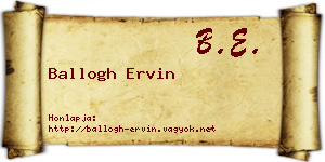 Ballogh Ervin névjegykártya